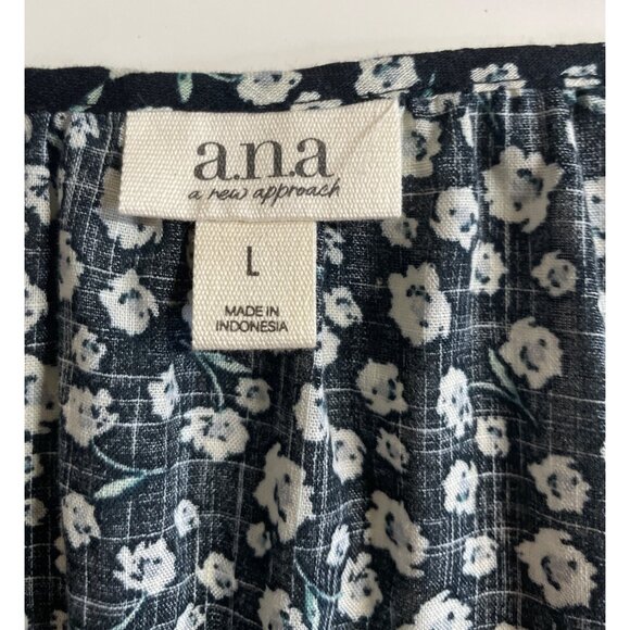 Ana A New Approach Womens Floral Long Sleeve Top Large Black Gray - Picture 6 of 7